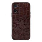 For OPPO A76 Crocodile Top Layer Cowhide Leather Phone Case(Coffee) - 1