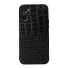 For OPPO A76 Crocodile Top Layer Cowhide Leather Phone Case(Black) - 1