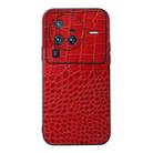 For Vivo X80 Pro Crocodile Top Layer Cowhide Leather Phone Case(Red) - 1