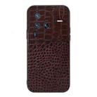 For Vivo X80 Pro Crocodile Top Layer Cowhide Leather Phone Case(Coffee) - 1