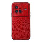 For Vivo X80 Crocodile Top Layer Cowhide Leather Phone Case(Red) - 1