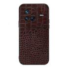 For Vivo X80 Crocodile Top Layer Cowhide Leather Phone Case(Coffee) - 1