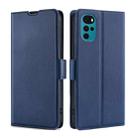 For Motorola Moto G22 Ultra-thin Voltage Side Buckle Leather Phone Case(Blue) - 1