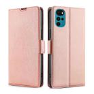 For Motorola Moto G22 Ultra-thin Voltage Side Buckle Leather Phone Case(Rose Gold) - 1