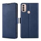 For Motorola Moto E40 Ultra-thin Voltage Side Buckle Leather Phone Case(Blue) - 1