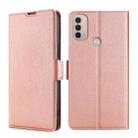 For Motorola Moto E40 Ultra-thin Voltage Side Buckle Leather Phone Case(Rose Gold) - 1