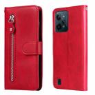 For OPPO Realme C31 Fashion Calf Texture Zipper Horizontal Flip Leather Case(Red) - 1