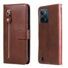 For OPPO Realme C31 Fashion Calf Texture Zipper Horizontal Flip Leather Case(Brown) - 1