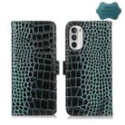 For Motorola Moto G52 4G Crocodile Top Layer Cowhide Leather Phone Case(Green) - 1