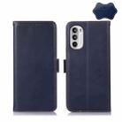 For Motorola Moto G52 4G Crazy Horse Top Layer Cowhide Leather Phone Case(Blue) - 1