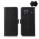 For vivo X80 Pro Crazy Horse Top Layer Cowhide Leather Phone Case(Black) - 1