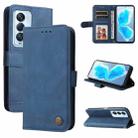For Tecno Camon 18 Premier Skin Feel Life Tree Metal Button Leather Phone Case(Blue) - 1