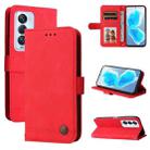 For Tecno Camon 18 Premier Skin Feel Life Tree Metal Button Leather Phone Case(Red) - 1