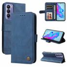 For Tecno Camon 18 / 18 Pro Skin Feel Life Tree Metal Button Leather Phone Case(Blue) - 1