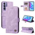 For Tecno Camon 18 / 18 Pro Skin Feel Life Tree Metal Button Leather Phone Case(Purple) - 1