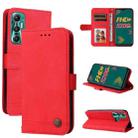 For Infinix Hot 11 Skin Feel Life Tree Metal Button Leather Phone Case(Red) - 1