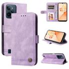 For OPPO Realme C31 Skin Feel Life Tree Metal Button Leather Phone Case(Purple) - 1