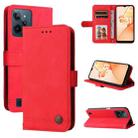 For OPPO Realme C31 Skin Feel Life Tree Metal Button Leather Phone Case(Red) - 1