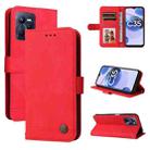 For OPPO Realme C35 Skin Feel Life Tree Metal Button Leather Phone Case(Red) - 1