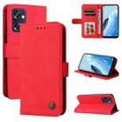 For OPPO Reno7 SE 5G Skin Feel Life Tree Metal Button Leather Phone Case(Red) - 1