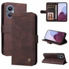 For OPPO A96 5G / Reno7 Z 5G / OnePlus Nord N20 5G Skin Feel Life Tree Metal Button Leather Phone Case(Brown) - 1