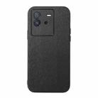 For vivo iQOO Neo6 Wood Texture PU Phone Case(Black) - 1