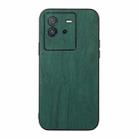 For vivo iQOO Neo6 Wood Texture PU Phone Case(Green) - 1