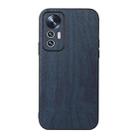 For Xiaomi 12 Lite Wood Texture PU Phone Case(Blue) - 1