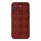 For vivo iQOO Neo6 Weave Plaid PU Phone Case(Brown) - 1