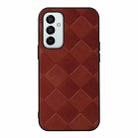 For Samsung Galaxy M23 / F23 5G Weave Plaid PU Phone Case(Brown) - 1