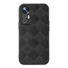 For Xiaomi 12 Lite Weave Plaid PU Phone Case(Black) - 1