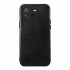 For vivo iQOO Neo6 Genuine Leather Double Color Crazy Horse Phone Case(Black) - 1