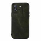 For vivo iQOO Neo6 Genuine Leather Double Color Crazy Horse Phone Case(Green) - 1