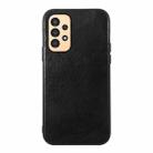 For Samsung Galaxy A13 4G Genuine Leather Double Color Crazy Horse Phone Case(Black) - 1