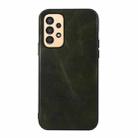 For Samsung Galaxy A13 4G Genuine Leather Double Color Crazy Horse Phone Case(Green) - 1
