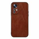For Xiaomi 12 Lite Genuine Leather Double Color Crazy Horse Phone Case(Brown) - 1