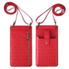 Crossbody Wallet Cards Crocodile Leather Phone Case Bag(Red) - 1