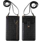 Crossbody Wallet Cards Crocodile Leather Phone Case Bag(Black) - 1