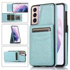 For Samsung Galaxy S21 5G Solid Color PC + TPU Protective Case with Holder & Card Slots(Green) - 1