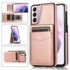 For Samsung Galaxy S21 5G Solid Color PC + TPU Protective Case with Holder & Card Slots(Rose Gold) - 1