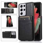 For Samsung Galaxy S21 Ultra 5G Solid Color PC + TPU Protective Case with Holder & Card Slots(Black) - 1