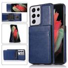 For Samsung Galaxy S21 Ultra 5G Solid Color PC + TPU Protective Case with Holder & Card Slots(Blue) - 1