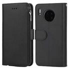 For Huawei Mate 30 Microfiber Zipper Horizontal Flip Leather Case(Black) - 1