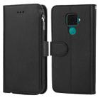 For Huawei Nova 5i Pro / Mate 30 Lite Microfiber Zipper Horizontal Flip Leather Case(Black) - 1