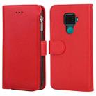 For Huawei Nova 5i Pro / Mate 30 Lite Microfiber Zipper Horizontal Flip Leather Case(Red) - 1