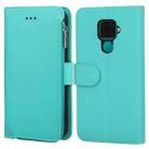 For Huawei Nova 5i Pro / Mate 30 Lite Microfiber Zipper Horizontal Flip Leather Case(Green) - 1