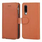 For Huawei P30 Microfiber Zipper Horizontal Flip Leather Case(Brown) - 1