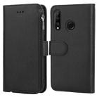 For Huawei P30 Lite Microfiber Zipper Horizontal Flip Leather Case(Black) - 1