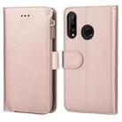 For Huawei P30 Lite Microfiber Zipper Horizontal Flip Leather Case(Rose Gold) - 1