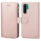 For Huawei P30 Pro Microfiber Zipper Horizontal Flip Leather Case(Rose Gold) - 1